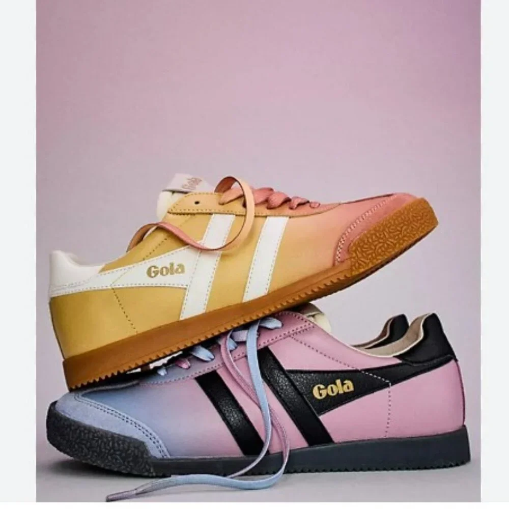 Gola Elan Ombre Low Top Leather Suede Purple, Pink Black Sneakers Size 7.5 - NEW